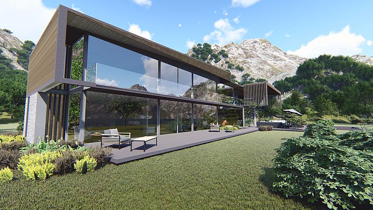 Vivienda con grandes ventanales